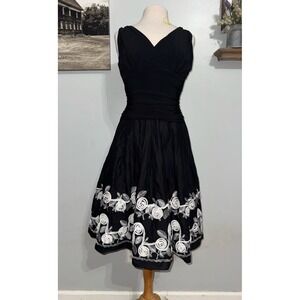 Vintage SL Fashions 50's inspired full skirted black dress tagged‎ a size 12